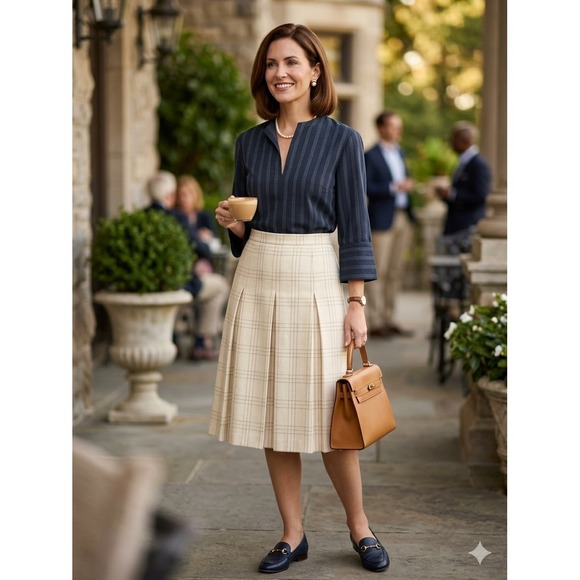 Emporio Armani Tops - Emporio Armani Vintage Navy Pinstripe Split Front Blouse Made in Italy Top 40